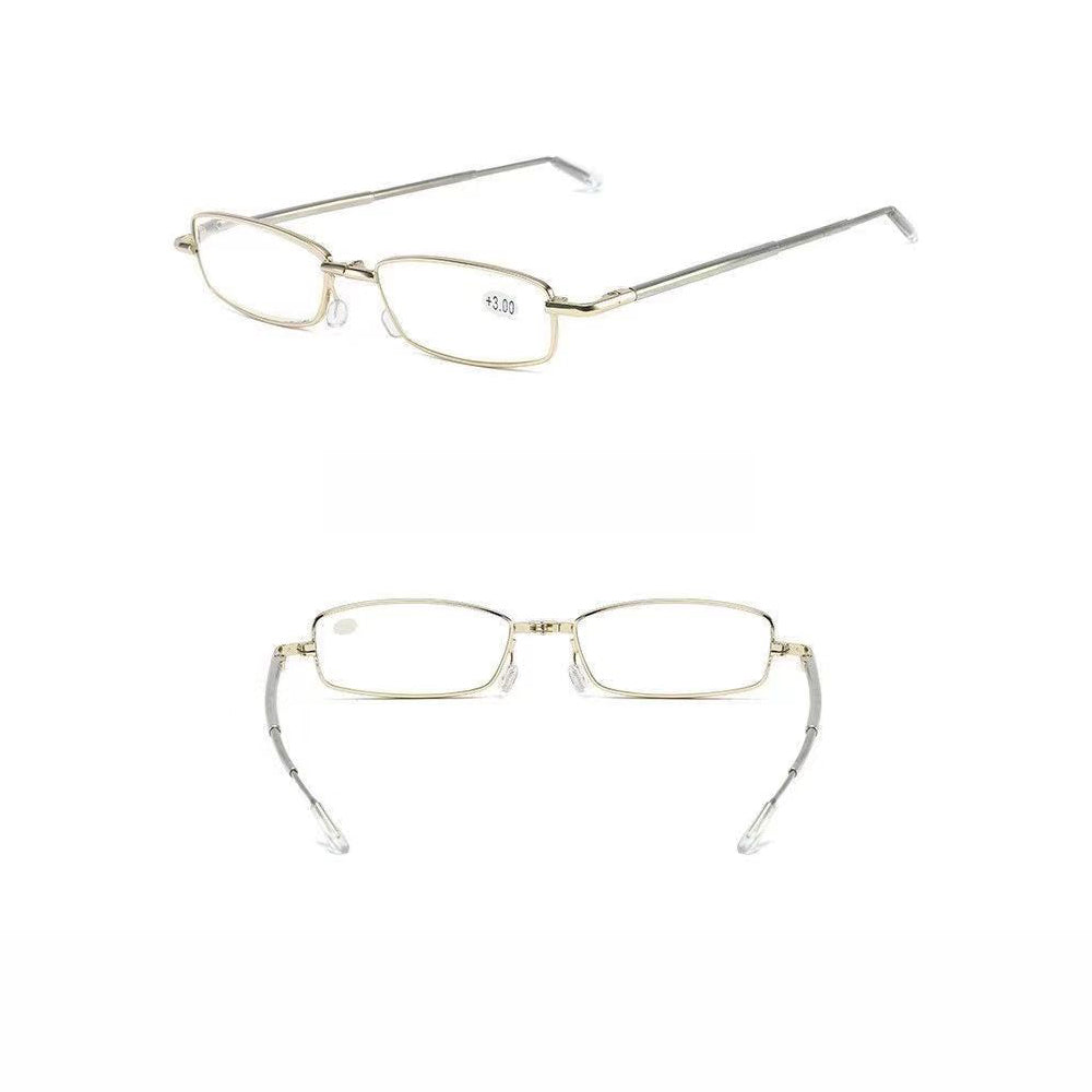 Compact Gold-Frame Folding Reading Glasses