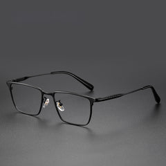 Custom Men's Ultra-Lightweight Square Titanium Prescription Glasses