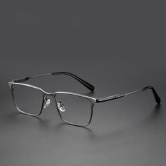 Custom Men's Ultra-Lightweight Square Titanium Prescription Glasses